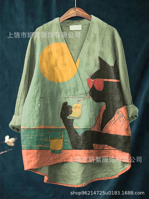 Loose printing crew neck casual large size women's T-shirt m301276