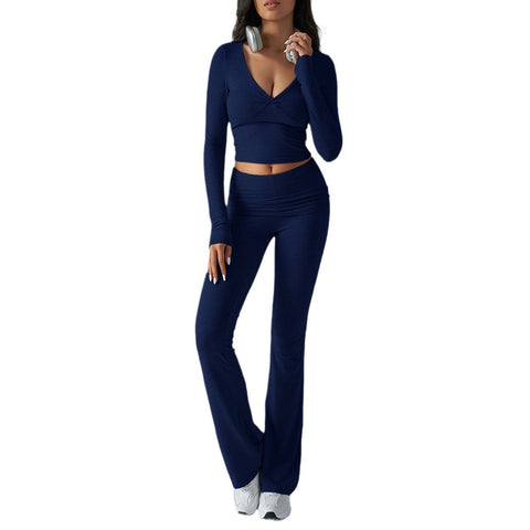 women's clothing Amazon casual sports slim-fit knitted long-sleeved trousers two-piece set m301817