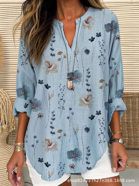 Summer women's long-sleeved 3D digital printing loose European size top m301362