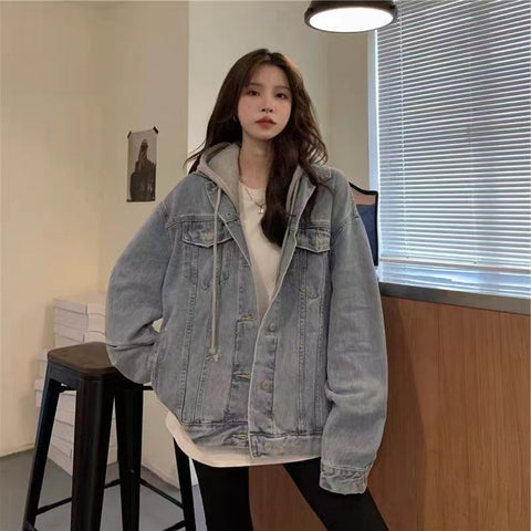 Winter velvet new cotton clothes loose Korean version denim fur collar thickened jacket women's m301671