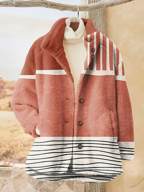 Loose 3D digital print women fleece jacket top autumn and winter m302122