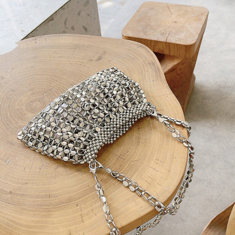 Personality metal small bag retro hollow handbag m3331040