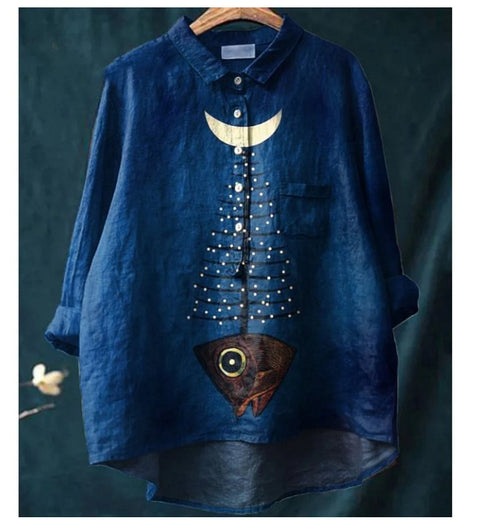 Loose printing crew neck casual large size women's T-shirt m301279