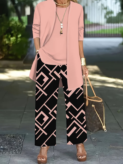 Jacket with vest top and elegant slacks 3-piece women's set m302760