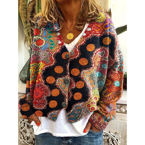 New Christmas abstract print casual cape jacket cardigan sweater m301665