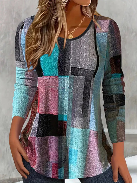 Fashion loose high-quality casual versatile colorful long-sleeved crew neck T-shirt m301757