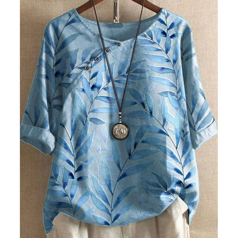 Women's short-sleeved T-shirt button 3D digital printing large size m301666