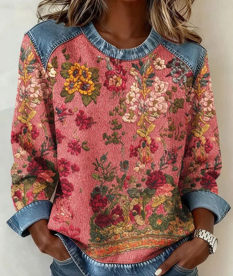 Ethnic style retro round neck women's sweater m302289
