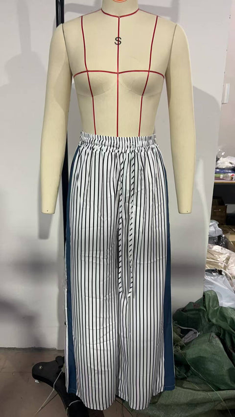 Leopard print splicing temperament loose wide-leg trousers m301903