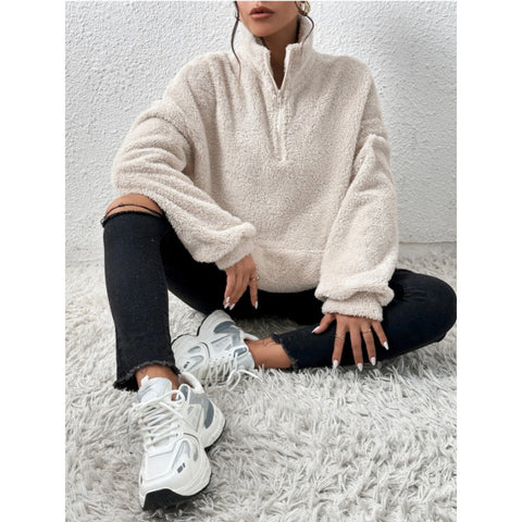 Autumn and winter European and American new products plush plush women's stand-up neck sweater casual top m301918