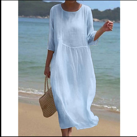 Women's Crew Neck Long Printed Casual Fashion Women's Dress m301059