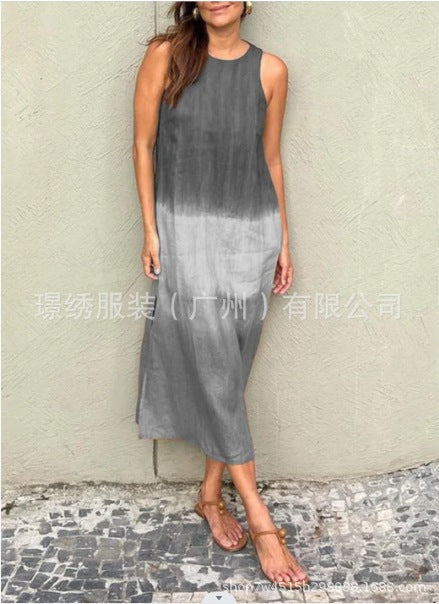 Women's dress AliExpress loose sleeveless printed vest long dress dress m302053
