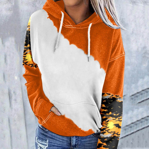 Casual Graphic Tops Long Sleeve Halloween Face Printed Hoodies M800009