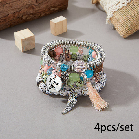 New Bohemian Bracelet Creative Tassel Multi-layer Beaded Bracelet m3331286