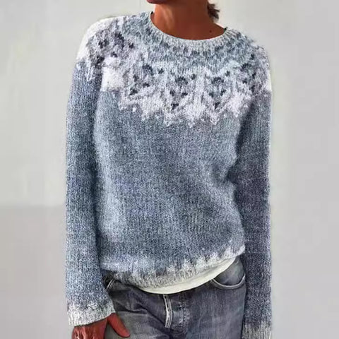 Crew neck color matching loose fashion pullover knitted sweater m301877