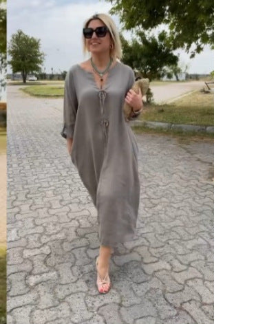 Casual loose women's clothing solid color simple dress m301197