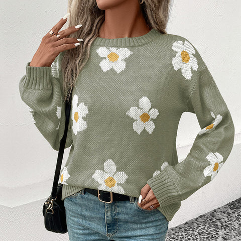 Multi-color fashion women's long-sleeved jacquard sweater m300625