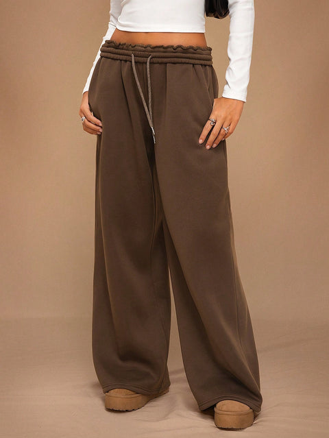 Women's autumn and winter rubber band velvet loose wide-leg sports casual trousers m301677