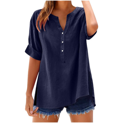Linen top button shirt casual loose top m301356