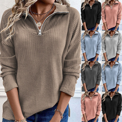Autumn and winter new zipper pullover long-sleeved knitted sweater casual jacket m301348