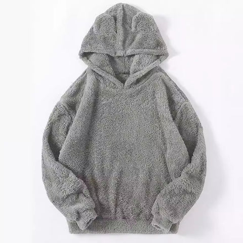 New fluffy rabbit ears hooded thermal sweater sweater m300439
