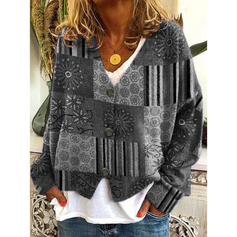 New Christmas abstract print casual cape jacket cardigan sweater m301665