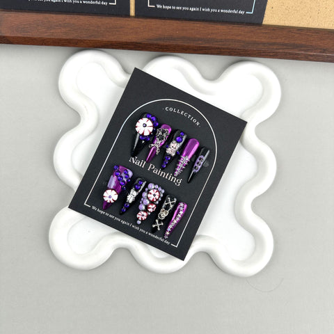 Grandiose and cool, dark wearing nail piece, advanced sense, pure handmade nail patch m3331198