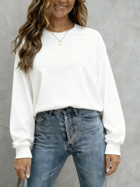 Top Women's Casual Loose Large Size Crew Neck Pullover Sweater Women's FF303319