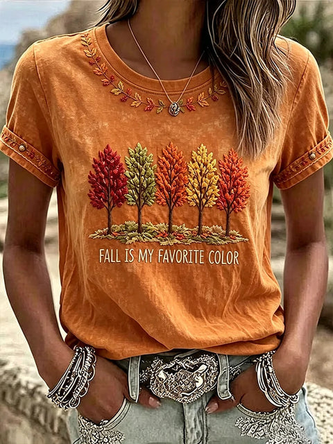 Crew Neck Long Sleeve Loose Printed T-Shirt Women's Top FF303275