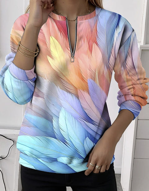 Printed shoulder sleeves long sleeves sweater m302295