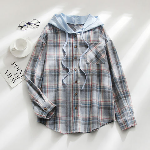 Hooded sweater breasted casual shirt jacket m300518