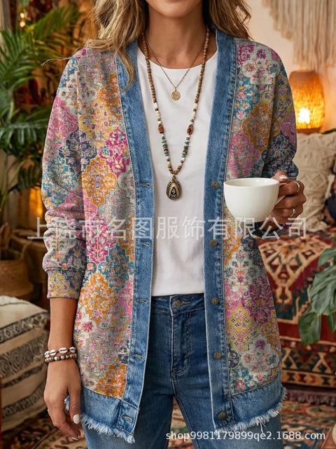 3d digital printing loose hooded sweatshirt cardigan outwear ff303279