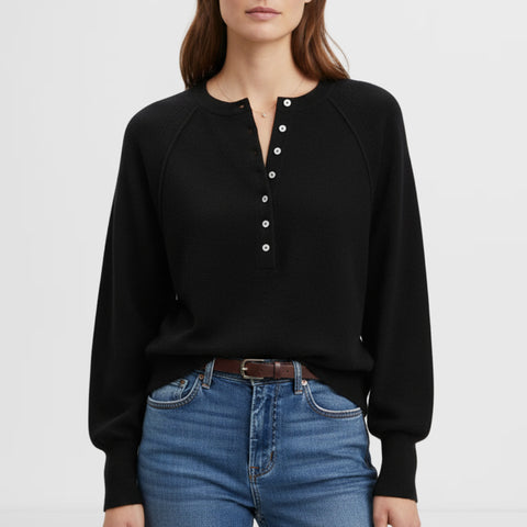 Autumn and winter women's casual crew neck sweater henry shirt button-up knitted pullover m302089