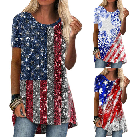 Popular round neck casual ethnic style retro printed short-sleeved T-shirt m301756