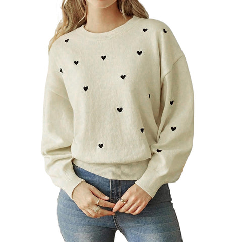 Autumn women's love crew neck sweater women's m300619