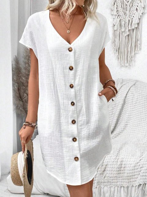 Summer simple V-neck button dress women's vest skirt m301482