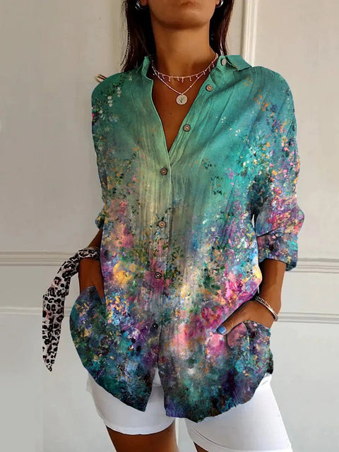 European and American trend long-sleeved shirt printing 3D shirt floral pattern m301726