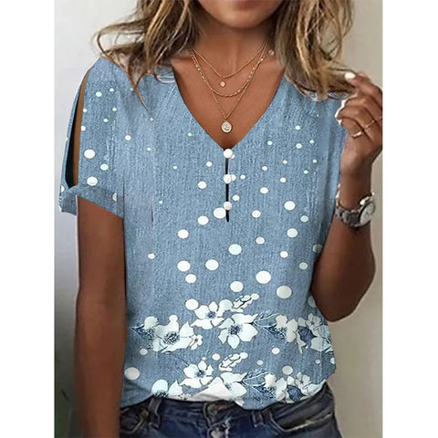 Ethnic style positioning printed short-sleeved top women's m301263