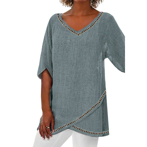 3D printing animal natural scenery V-neck nine-quarter sleeve loose T-shirt m301694