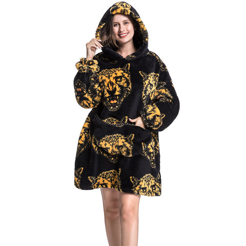 Family pajamas new cold clothes hooded sweater children's wearable blanket m302149