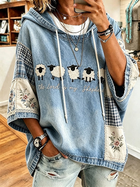 Sweater Alphabet Printed Top Women's Pullover Hooded FF303284
