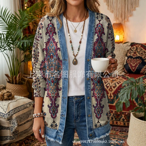 3d digital printing loose hooded sweatshirt cardigan outwear ff303279
