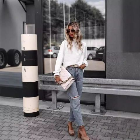 New autumn and winter women's turtleneck long-sleeved versatile top m302122