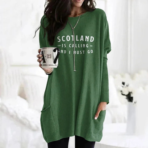 Digital printing women's fashion round neck medium and long top T-shirt m302271