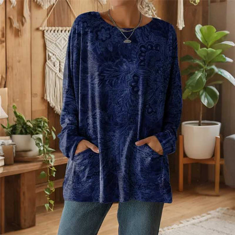 Digital printing women's fashion round neck medium and long top T-shirt m302271