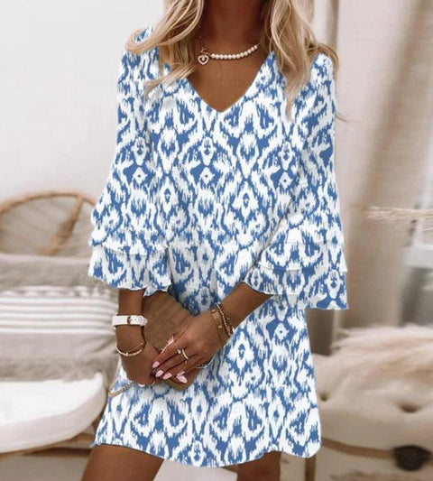 3D digital printing V-neck sleeveless dress m301223