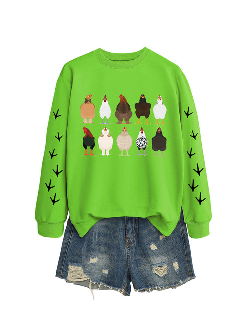 Crew neck long sleeve ten chickens footprint left and right hand print casual fashion sweater women m301720