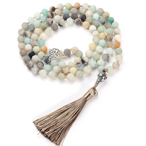 108 natural stone beaded necklace Mara beads fringed hand-knotted sweater chain m3331281