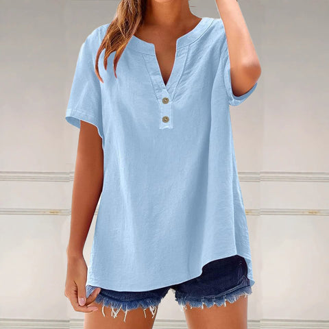 Casual shirt women's fashion cotton and linen versatile top m301204