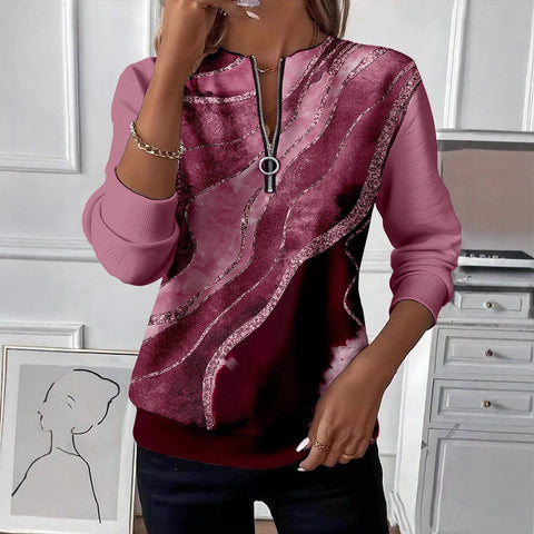Printed shoulder sleeves long sleeves sweater m302295